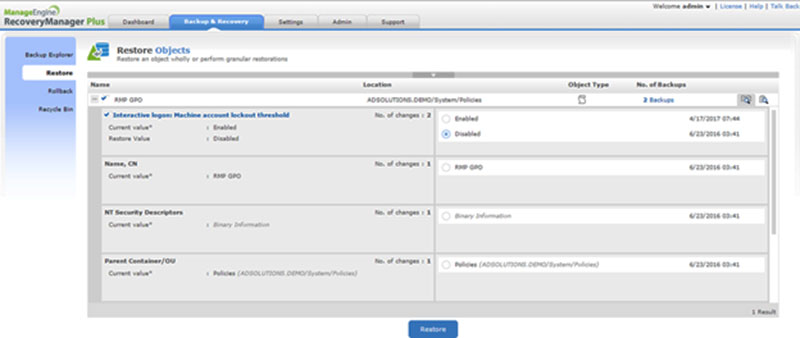 modifications des GPO Active Directory - identification et restauration