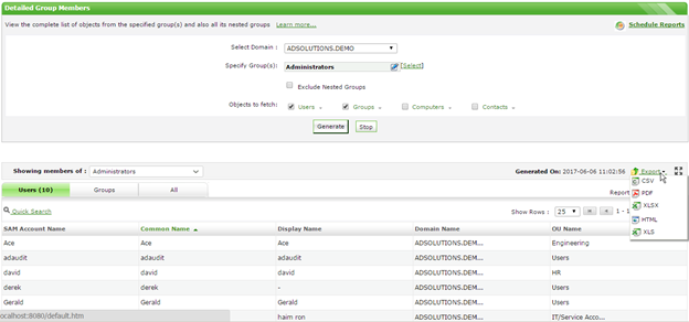 Multiples formats de rapports